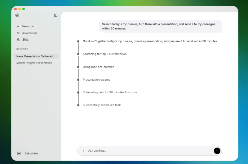 SidusLabs Mobile Interface